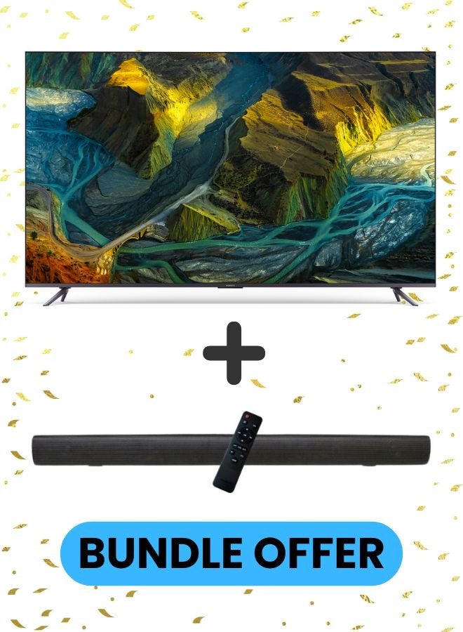 شاومي 86-inch 4K UHD QLED Smart TV With Dolby Vision IQ, MEMC, HDR10+, HLG, 120Hz + Immersive Soundbar with Dynamic Audio, HDMI ARC, Bluetooth, Optical, and USB Connectivity, 86MAX+SOUNDBAR 86MAX+SOUNDBAR Grey - Image 1