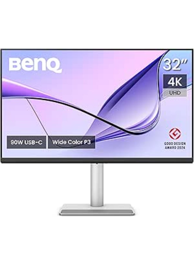 بين كيو شاشة MA320U 32 بوصة 4K لجهاز MacBook® Pro/Air، 3840x2160، مزدوجة USB-C، 90 واط توصيل الطاقة، مطابقة ألوان Mac، مركز USB، تحكم في السطوع والصوت على Mac، قاعدة قابلة للتعديل في الارتفاع والإمالة، نطاق ألوان P3، نسخة KSA - ضمان 3 سنوات - Image 1