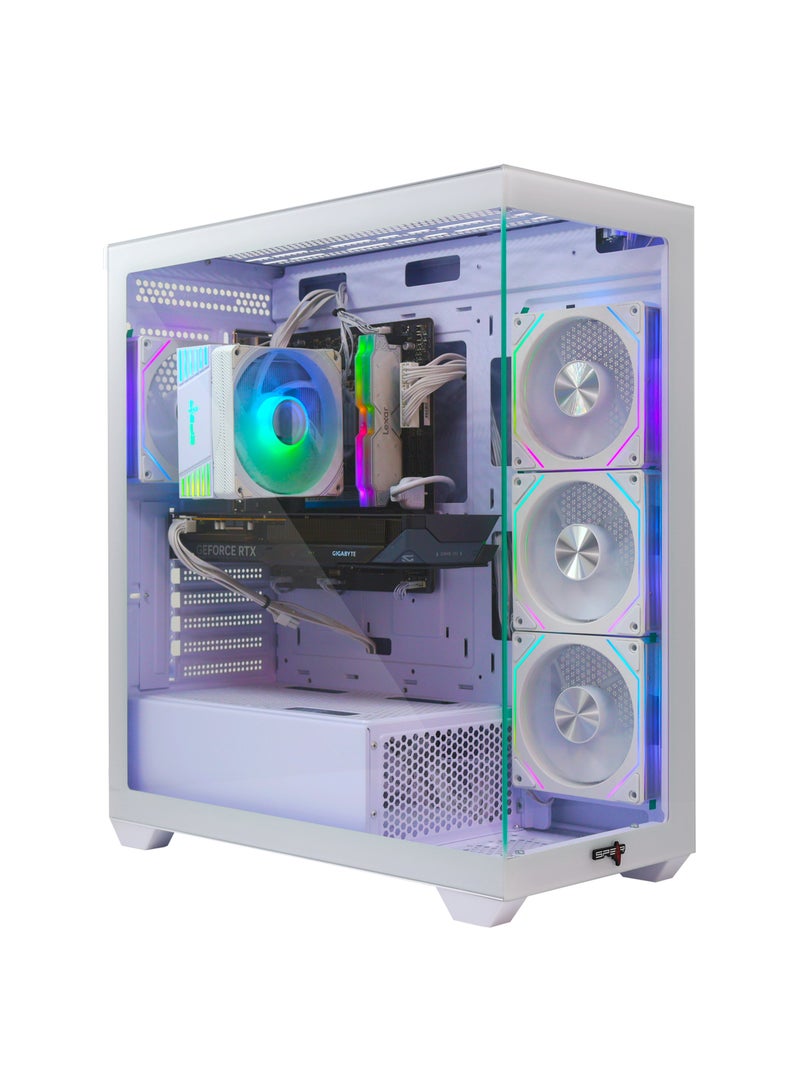 Spear Pc Gaming PC With Intel Core i5-14400F Processor/ RTX 5060 8GB Triple-Fan/32GB RAM DDR5/ 1TB NVMe SSD 3300MB/s, 600W PSU, ARGB ATX Case with 4 ARGB Fans & Remote Control, Windows 11 Pro White - Image 1