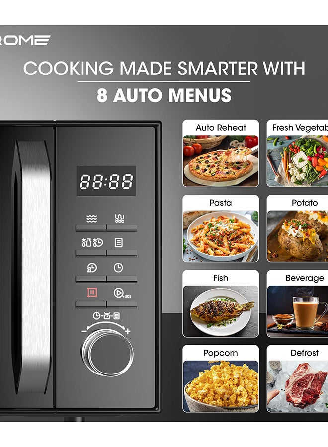 كروم فرن ميكروويف كروما، سعة 25 لتر، تحكم رقمي، 900 واط، 5 مستويات طاقة، مؤقت 95 دقيقة، 8 قوائم تلقائية، قفل أمان للأطفال، تجويف مطلي باللون الرمادي، لون أسود | KR-MW25DM - Image 4
