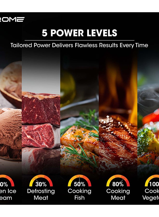 كروم فرن ميكروويف كروما، سعة 25 لتر، تحكم رقمي، 900 واط، 5 مستويات طاقة، مؤقت 95 دقيقة، 8 قوائم تلقائية، قفل أمان للأطفال، تجويف مطلي باللون الرمادي، لون أسود | KR-MW25DM - Image 5