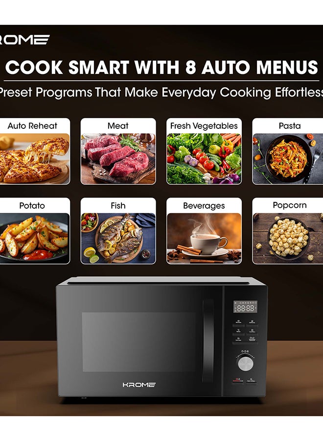 كروم فرن ميكروويف كروما مع شواية، سعة 31 لتر، قدرة 1000 واط، 5 مستويات طاقة، مؤقت 95 دقيقة، رف شواية، تجويف مطلي باللون الرمادي، لون أسود | KR-MW31DM - Image 4