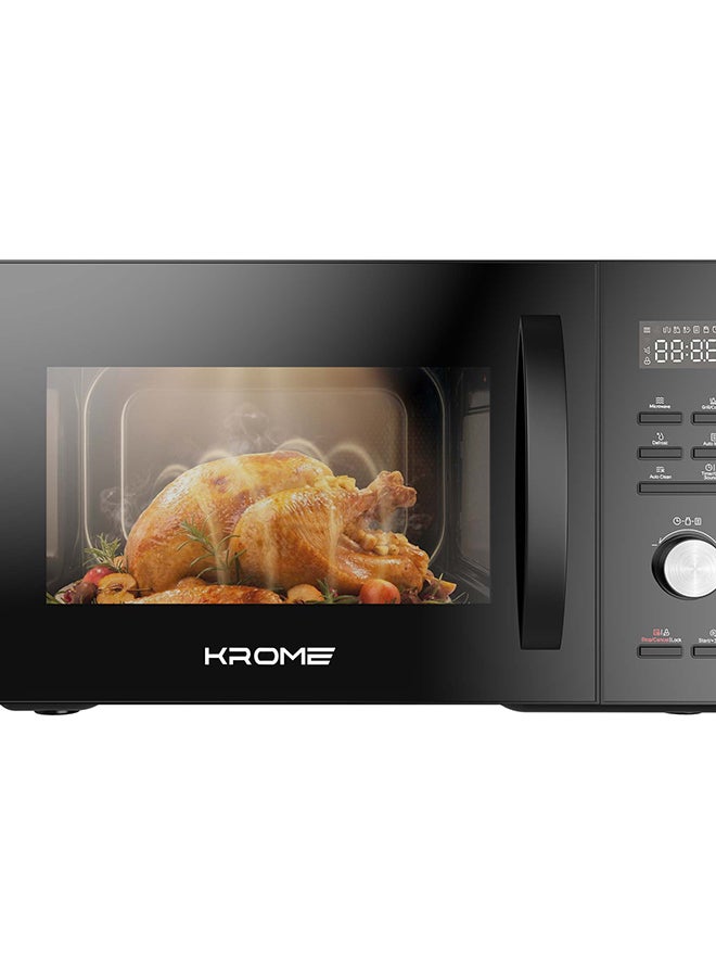 كروم فرن ميكروويف كروما مع شواية، سعة 31 لتر، قدرة 1000 واط، 5 مستويات طاقة، مؤقت 95 دقيقة، رف شواية، تجويف مطلي باللون الرمادي، لون أسود | KR-MW31DM - Image 2