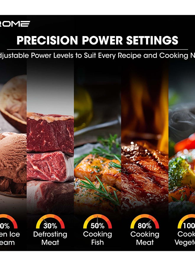 كروم فرن ميكروويف كروما مع شواية، سعة 31 لتر، قدرة 1000 واط، 5 مستويات طاقة، مؤقت 95 دقيقة، رف شواية، تجويف مطلي باللون الرمادي، لون أسود | KR-MW31DM - Image 5