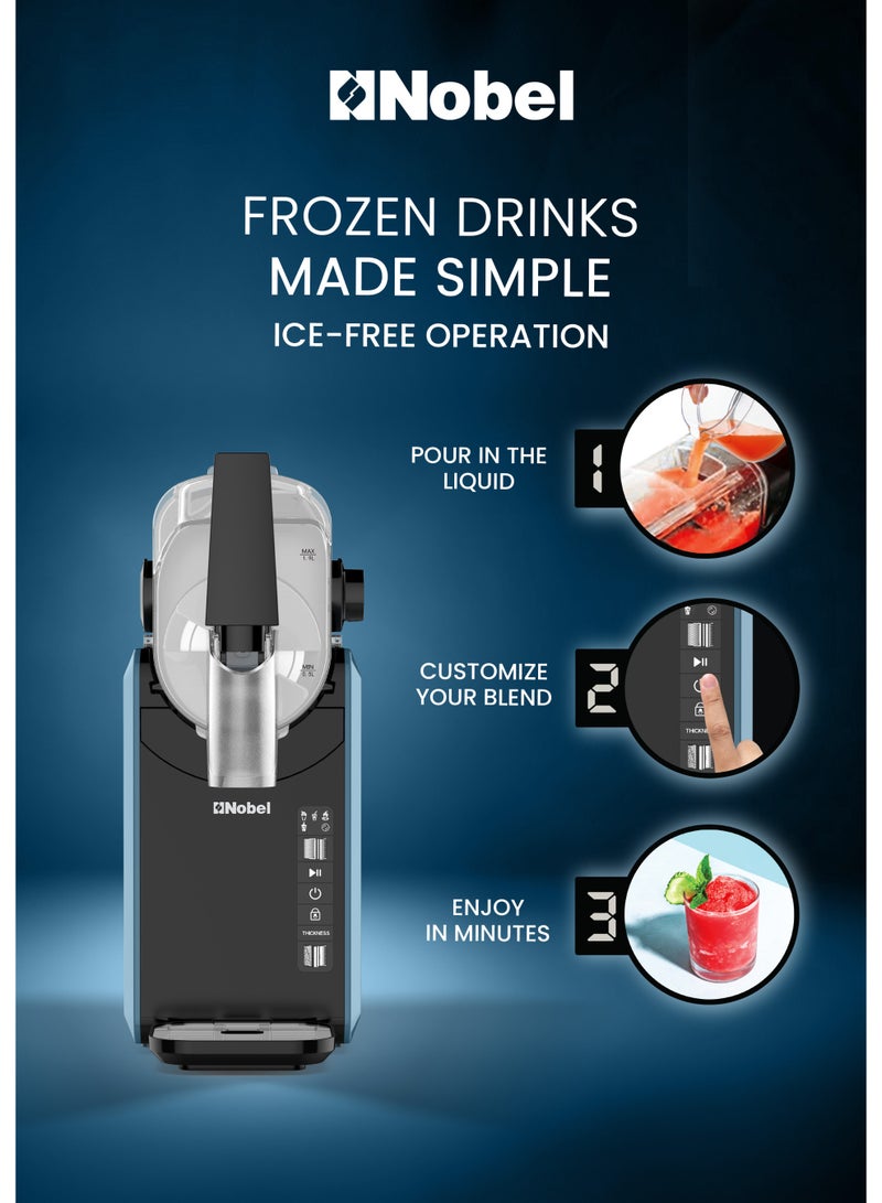 نوبل صانع المشروبات المجمدة سلاشي / سلاشي 2.6 لتر / آلة 5 في 1 للسلاشي، فريب، ميلك شيك، المشروبات الباردة | ضوضاء منخفضة، قفل للأطفال، أسطوانة قابلة للإزالة - Image 3