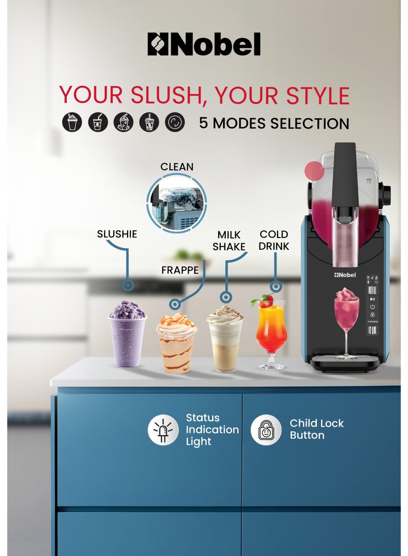 نوبل صانع المشروبات المجمدة سلاشي / سلاشي 2.6 لتر / آلة 5 في 1 للسلاشي، فريب، ميلك شيك، المشروبات الباردة | ضوضاء منخفضة، قفل للأطفال، أسطوانة قابلة للإزالة - Image 4