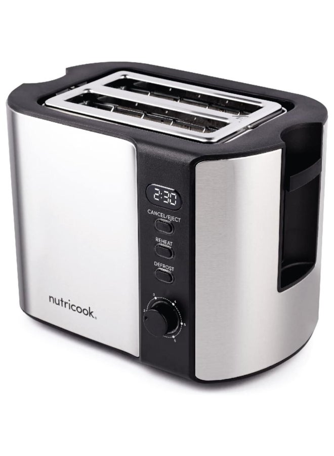 نيوتري كوك محمصة رقمية 720-850 واط لشريحتين مع شاشة LED فضية وسوداء 19.2 × 26.5 × 18 سم NC-T102S - Image 3