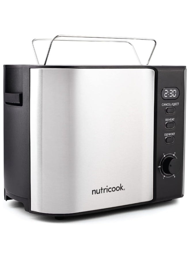 نيوتري كوك محمصة رقمية 720-850 واط لشريحتين مع شاشة LED فضية وسوداء 19.2 × 26.5 × 18 سم NC-T102S - Image 2