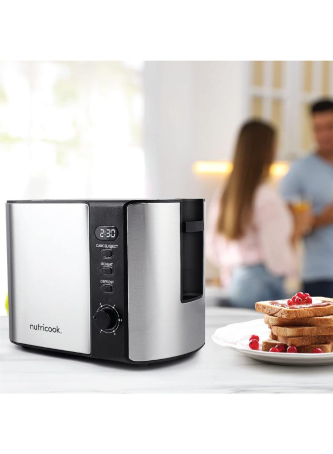 نيوتري كوك محمصة رقمية 720-850 واط لشريحتين مع شاشة LED فضية وسوداء 19.2 × 26.5 × 18 سم NC-T102S - Image 5