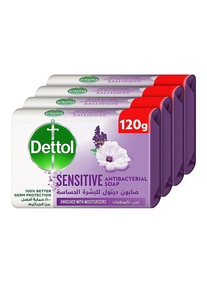 ديتول Sensitive Anti Bacterial Bathing Soap Bar Lavender And White Musk Fragrance Pack of 4 120ggrams - Image 1