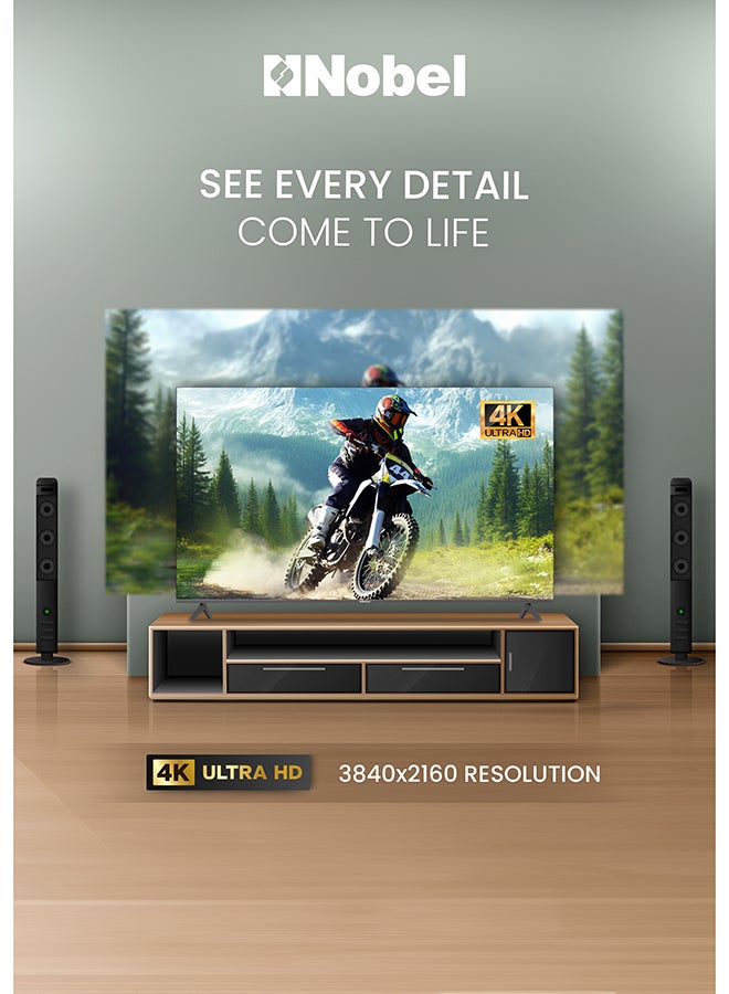 نوبل تلفاز جوجل نوبل 85 بوصة 4K UHD، صوت دولبي وتحكم صوتي، أندرويد 14، تلفاز ذكي، نتفليكس، يوتيوب، برايم، اتصال واي فاي وبلوتوث – UHD85G (ضمان سنة واحدة) - Image 5