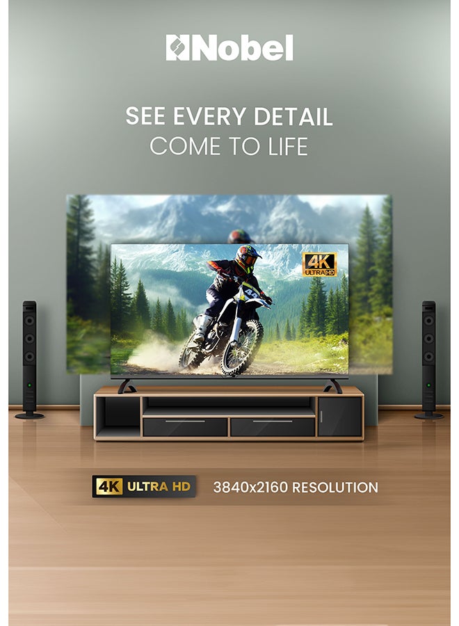 نوبل تلفاز جوجل 50 بوصة 4K UHD من نوبل، صوت دولبي وتحكم صوتي، أندرويد 14، تلفاز ذكي، نتفليكس يوتيوب برايم، اتصال واي فاي وبلوتوث – UHD50G - Image 5