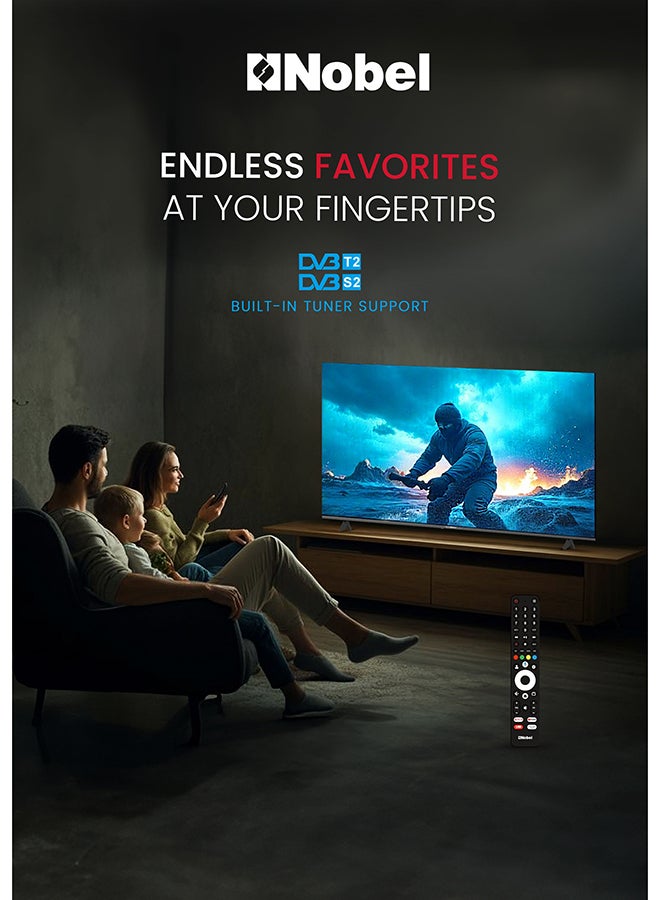 نوبل تلفاز جوجل 50 بوصة 4K UHD من نوبل، صوت دولبي وتحكم صوتي، أندرويد 14، تلفاز ذكي، نتفليكس يوتيوب برايم، اتصال واي فاي وبلوتوث – UHD50G - Image 2