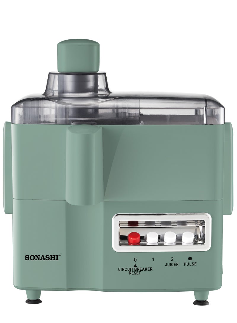 سوناشي 4 in 1 Juicer Blender – 650W, 2-Speed with Pulse, 1.8L Unbreakable Jar, Mincer & Grinder, Stainless Steel Grater, Easy-Clean, Overheat Protection, Safety Lock – AC220-240V, SJB-309 Green 1.8 L 650 W SJB-309 green - Image 2