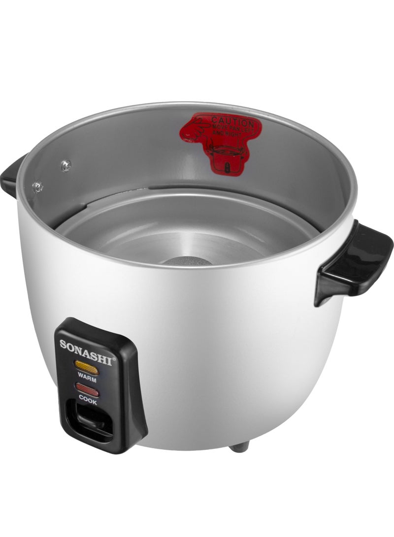 SONASHI 0.6L Drum Rice Cooker with Non-Stick Inner Pot and Metal Housing – Auto Shut-Off, Keep Warm Function, Tempered Glass Lid, Steamer, Measuring Cup & Spoon, Steam Veggies in Less Time – 300W, 220-240V, SRC-306 Silver 0.6 L 300 W SRC-306 silver - Image 4
