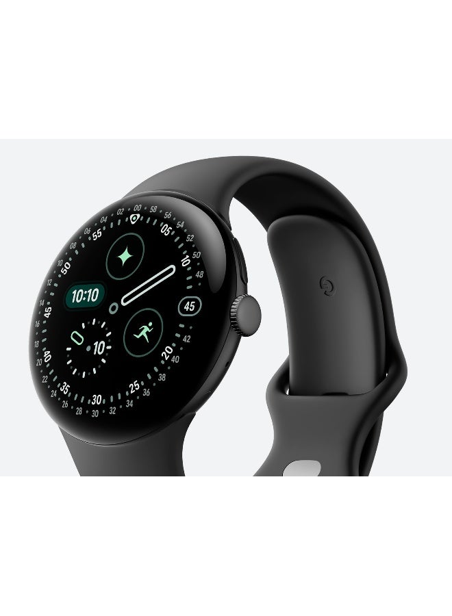 Google Pixel Watch 4 (45mm) Matte Black Aluminium case Active Band Obsidian - Image 1