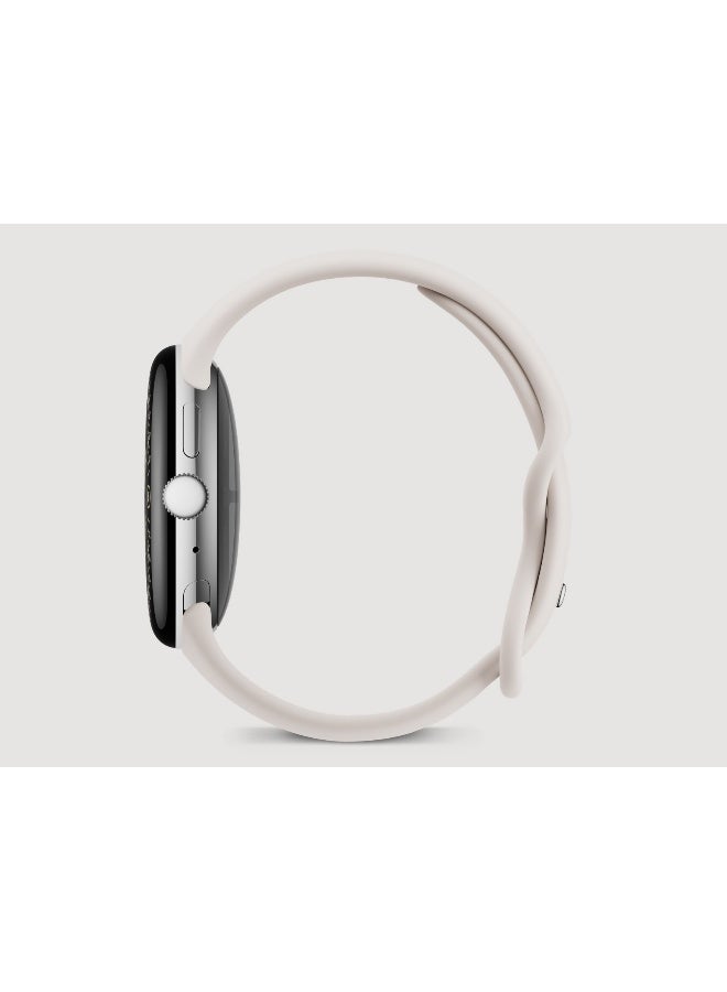 Google Pixel Watch 4 (45mm) Polished Silver Aluminium case Active Band Porcelain - Image 2