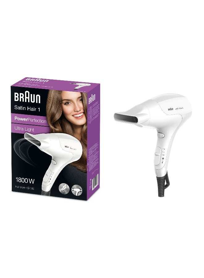 BRAUN Satin Hair 1 PowerPerfection, Dryer with Styling Nozzle - BRHD180 white 17.8 x 8.6 x 24.2cm - Image 1