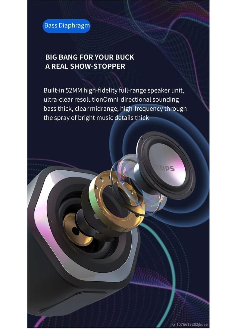 فيليبس SPA3208  Desktop Speakers 5W - 2.0 Channel Stereo - USB Powered + 3.5mm Cable multi color - Image 3