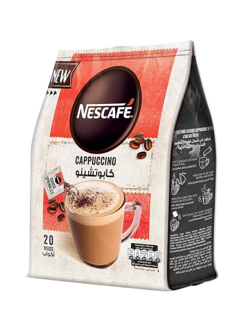 Nescafe Cappuccino Foamy Coffee Mix With Chocolate Sprinkles 20 Mugs Single - Image 1
