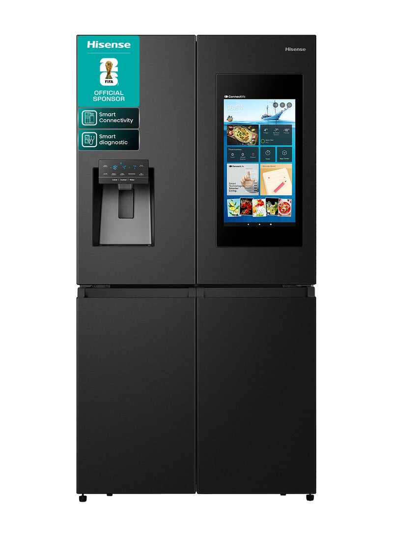 Hisense Gross 759L/Net 760L Cross Door Refrigerator Fridge RQ760N4IF1, TFT Screen, Ice& Water Despneser, Smart Connectivity, Smart Diagnostic, Shopping List Function, Food Inventory Monitor, Impressive Recipes Function, Albums, Message Board, Screen Shareing, Premium Flat Door Design,Triple Cooling Zone, Antibacterial Guard, Inverter RQ760N4IF1 black - Image 1