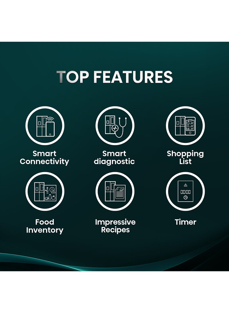 Hisense Gross 759L/Net 760L Cross Door Refrigerator Fridge RQ760N4IF1, TFT Screen, Ice& Water Despneser, Smart Connectivity, Smart Diagnostic, Shopping List Function, Food Inventory Monitor, Impressive Recipes Function, Albums, Message Board, Screen Shareing, Premium Flat Door Design,Triple Cooling Zone, Antibacterial Guard, Inverter RQ760N4IF1 black - Image 4