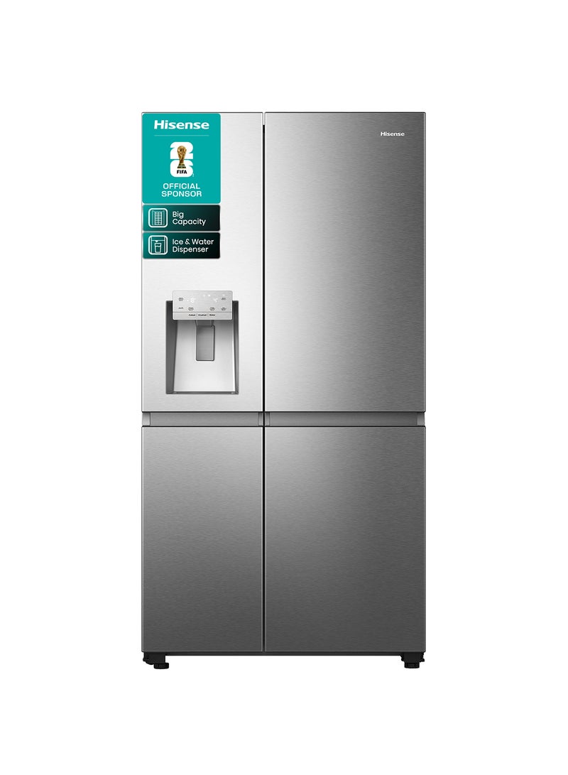 Hisense Gross 819L/Net 632L Side By Side Refrigerator Fridge RS818N4IIE, Ice& Water Despenser, Food Management, Smart Connectivity, Digital Temp Sensor, Big Capacity, Metal Tech Cooling, Muti Air Flow System, Dual Temp Control Zone, Durable Inverter, Moisture Fresh Crisper, Inverter RS818N4IIEI Inox - Image 1