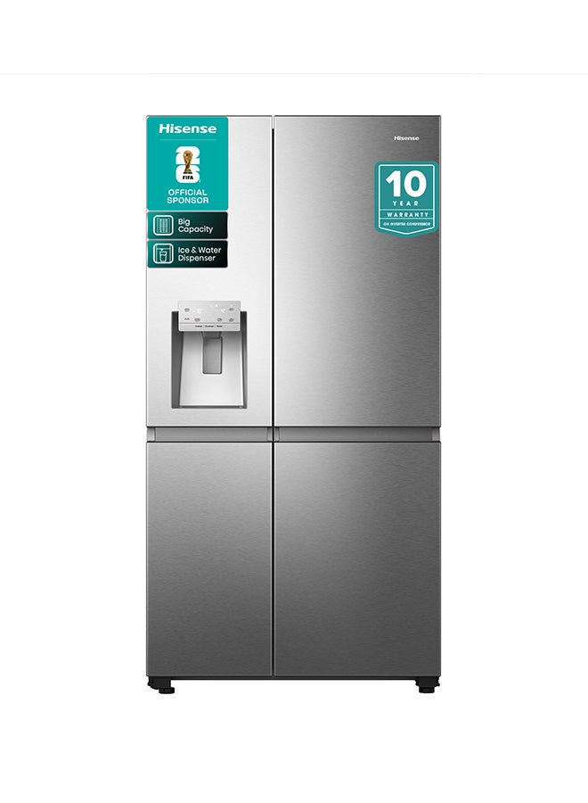 Hisense Gross 819L/Net 632L Side By Side Refrigerator Fridge RS818N4IIE, Ice& Water Despenser, Food Management, Smart Connectivity, Digital Temp Sensor, Big Capacity, Metal Tech Cooling, Muti Air Flow System, Dual Temp Control Zone, Durable Inverter, Moisture Fresh Crisper, Inverter RS818N4IIEI Inox - Image 1