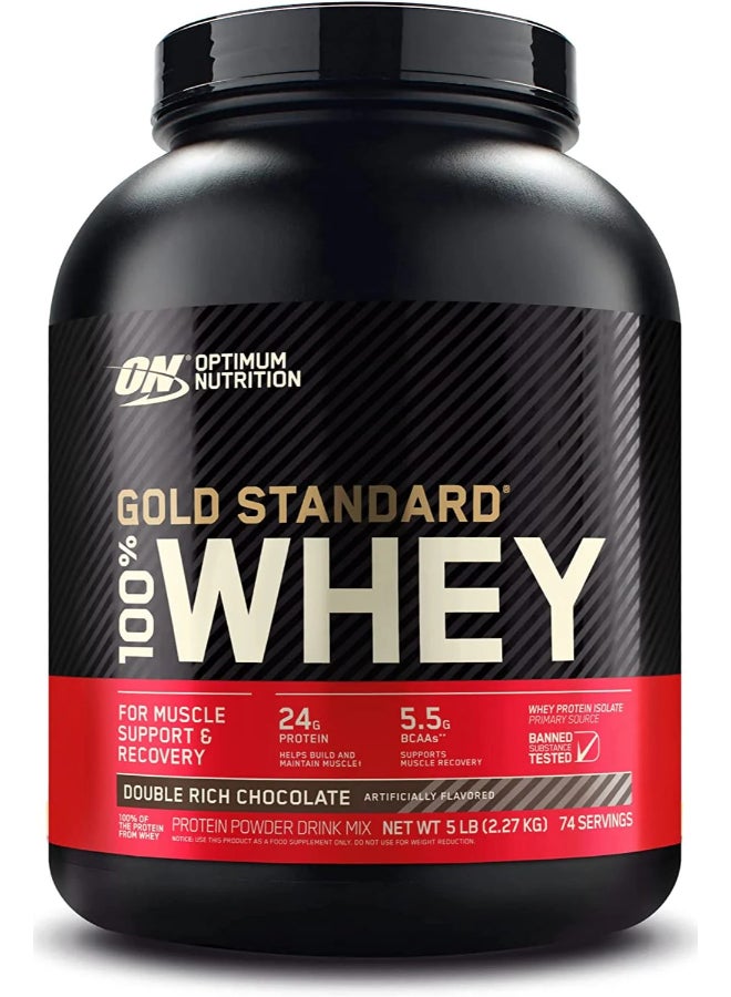 أوبتيموم نيوتريشن واي جولد ستاندرد شوكولاتة غنية مزدوجة [5 أرطال] + زمالة أوبتيموم مجانية [90 كبسولة] + هزاز مجاني - Image 2