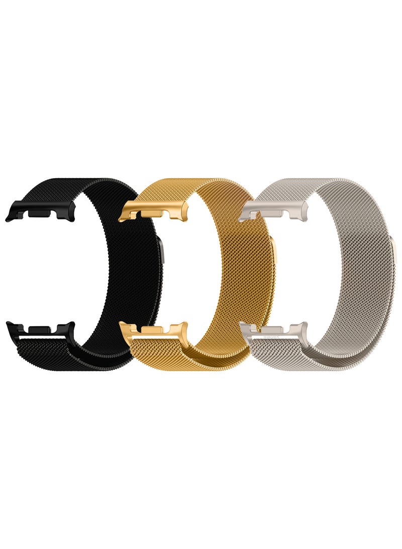 MARGOUN 3Packs Milanese Metal Band for Samsung Galaxy Watch 8 Band 40mm 44mm/8 Classic 46mm, Mesh Magnetic Stainless Steel Loop Strap Multicolour-5 - Image 1