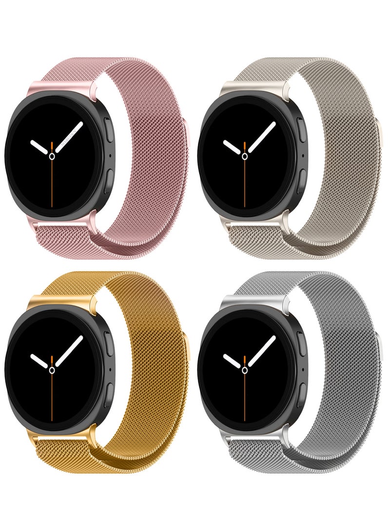 مارجون 4Packs Milanese Metal Band for Samsung Galaxy Watch 8 Band 40mm 44mm/8 Classic 46mm, Mesh Magnetic Stainless Steel Loop Strap Multicolour-3 - Image 2