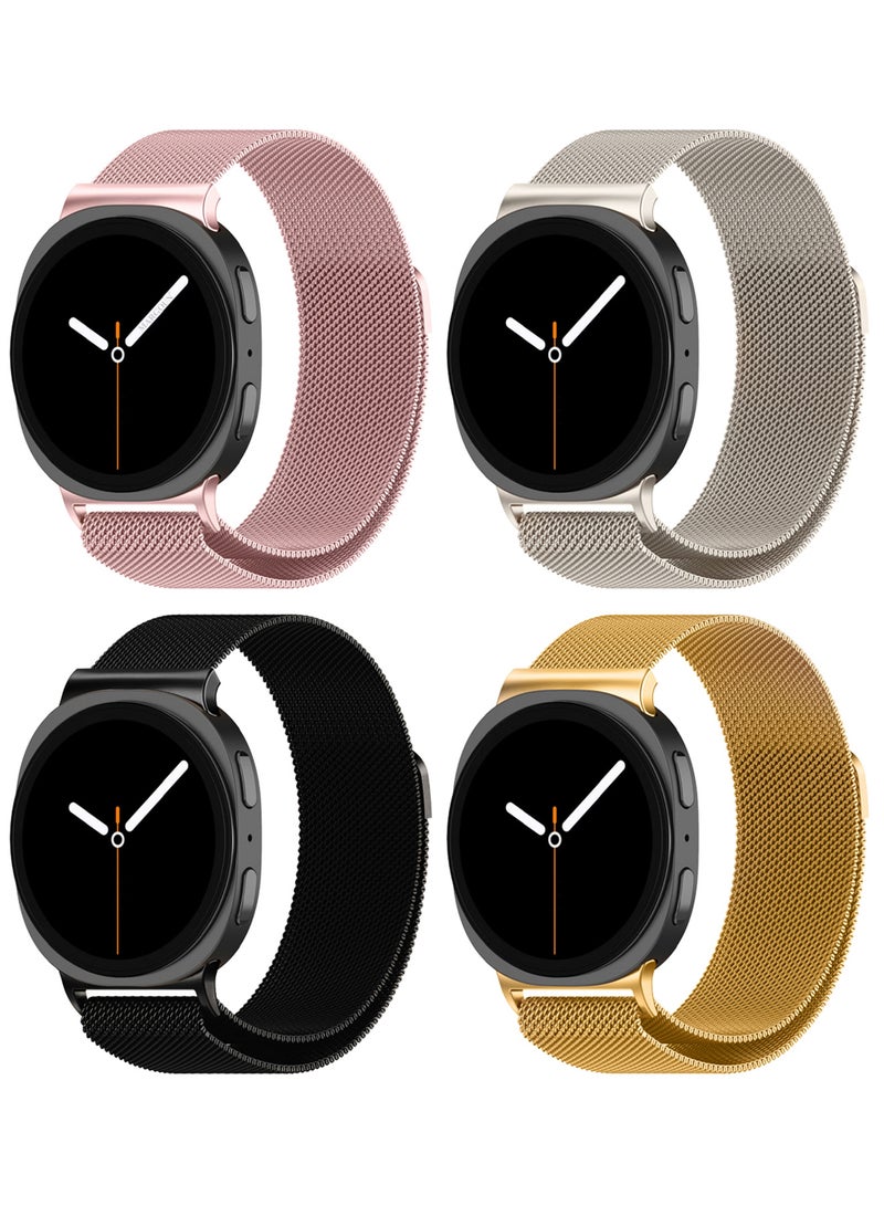 MARGOUN 4Packs Milanese Metal Band for Samsung Galaxy Watch 8 Band 40mm 44mm/8 Classic 46mm, Mesh Magnetic Stainless Steel Loop Strap Multicolour-8 - Image 2