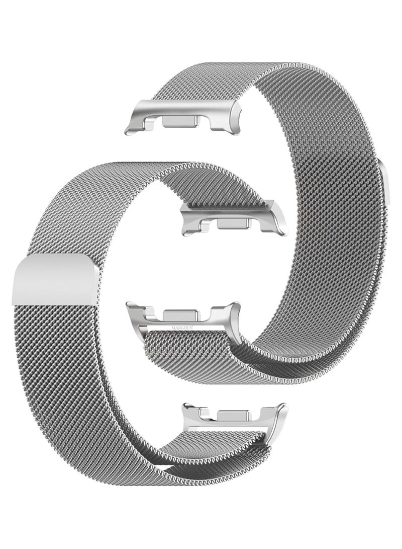 MARGOUN Milanese Metal Band for Samsung Galaxy Watch 8 Band 40mm 44mm/8 Classic 46mm, Mesh Magnetic Stainless Steel Loop Strap silver - Image 1