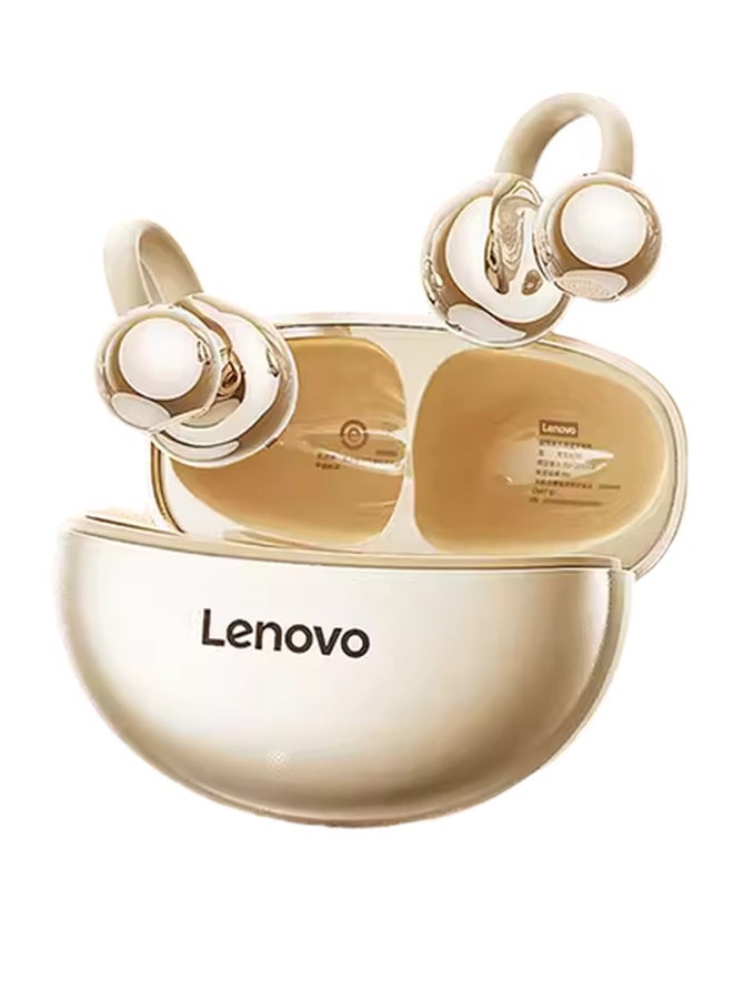 Lenovo Thinkplus TA410 Bluetooth Wireless Earbuds Earphone OWS HiFi Sound Stereo TWS Ear Clip Type Earphone Bluetooth 5.4 Touch Control Long Battery Life with Mic Gold Gold - Image 1