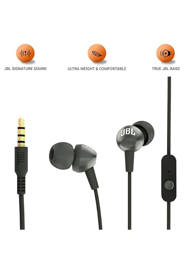 جي بي إل Renewed - C200SI, Premium in Ear Wired Earphones with Mic BLACK - Image 2