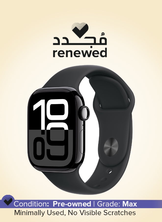 ابل  Renewed - Watch Series 10 GPS 42mm Jet Black Aluminium Case Black Sport Band - Image 1