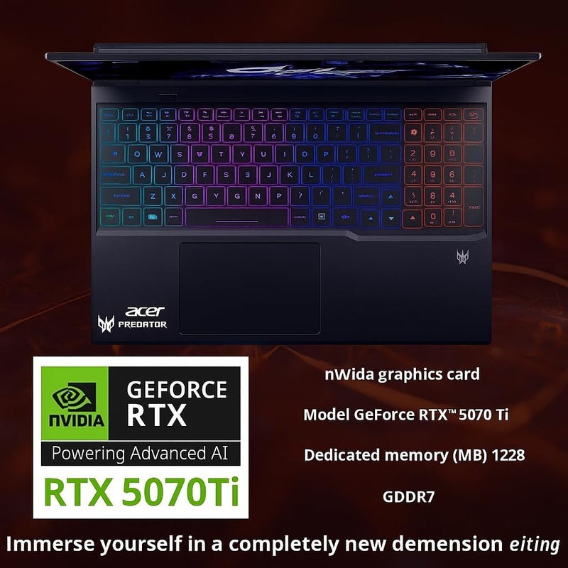 Acer (Upgraded Version) Predator Helios Neo 16 Gaming Laptop With 16-Inch WQXGA Display,Core Ultra 9 275HX Processor/32GB RAM/1TB SSD/NVIDIA GeForce RTX 5070 Ti Graphics/Windows 11 With (Consumix Mousepad) English Abyssal Gray English Abyssal Gray - Image 3