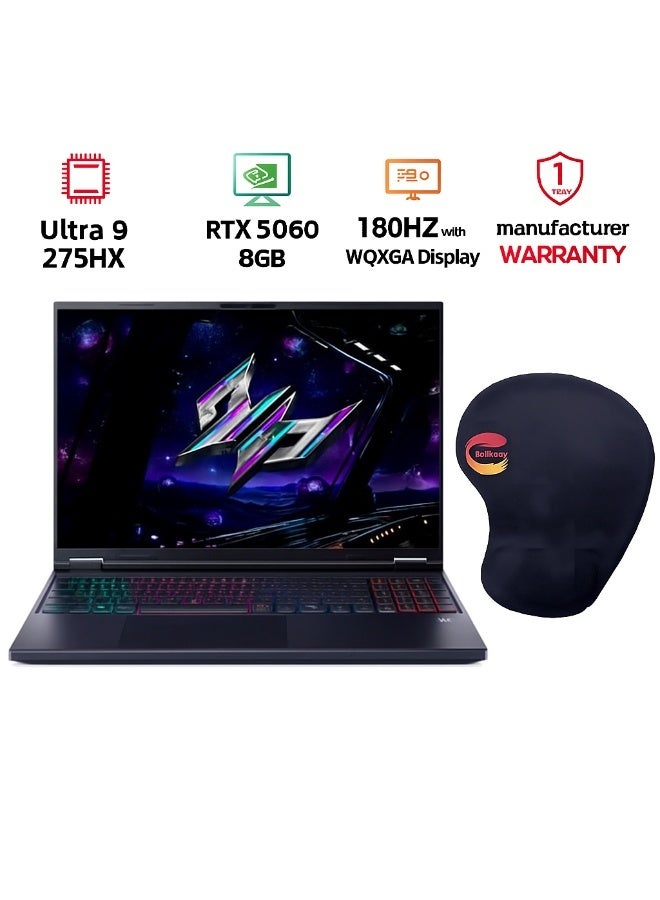 (Upgraded Version) Predator Helios Neo 16 AI Gaming Laptop With 16-Inch WQXGA Display,Core Ultra 9-275HX Processor/16GB RAM/2TB SSD/NVIDIA GeForce RTX™ 5060 Graphics/Windows 11 With (Consumix Mousepad) English black