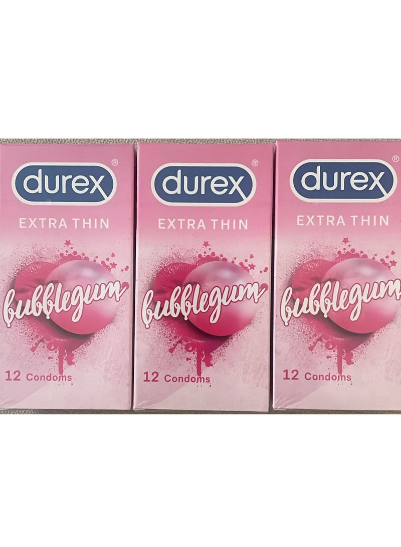دوريكس 12-Piece Extra Thin Bubblegum Flavored Condoms, Pack Of 3