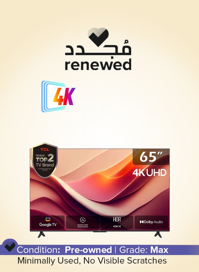 تي سي إل Renewed - 65 Inch 4K UHD Smart Google TV 65P69B Black - Image 1