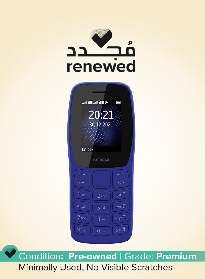 NOKIA Renewed - 105 Dual SIM Keypad Mobile Phone - Blue - Image 1