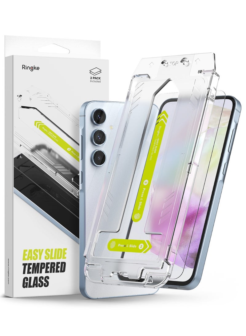 Ringke Easy Slide Tempered Glass [Super Easy to Install] Compatible with Samsung Galaxy A35 Screen Protector 5G, Case Friendly Shatterproof Premium 9H Hardness - 2 Pack - Image 1