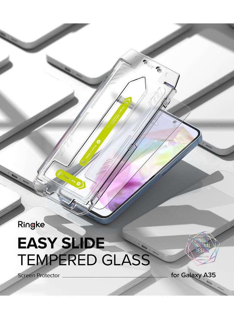 Ringke Easy Slide Tempered Glass [Super Easy to Install] Compatible with Samsung Galaxy A35 Screen Protector 5G, Case Friendly Shatterproof Premium 9H Hardness - 2 Pack - Image 2