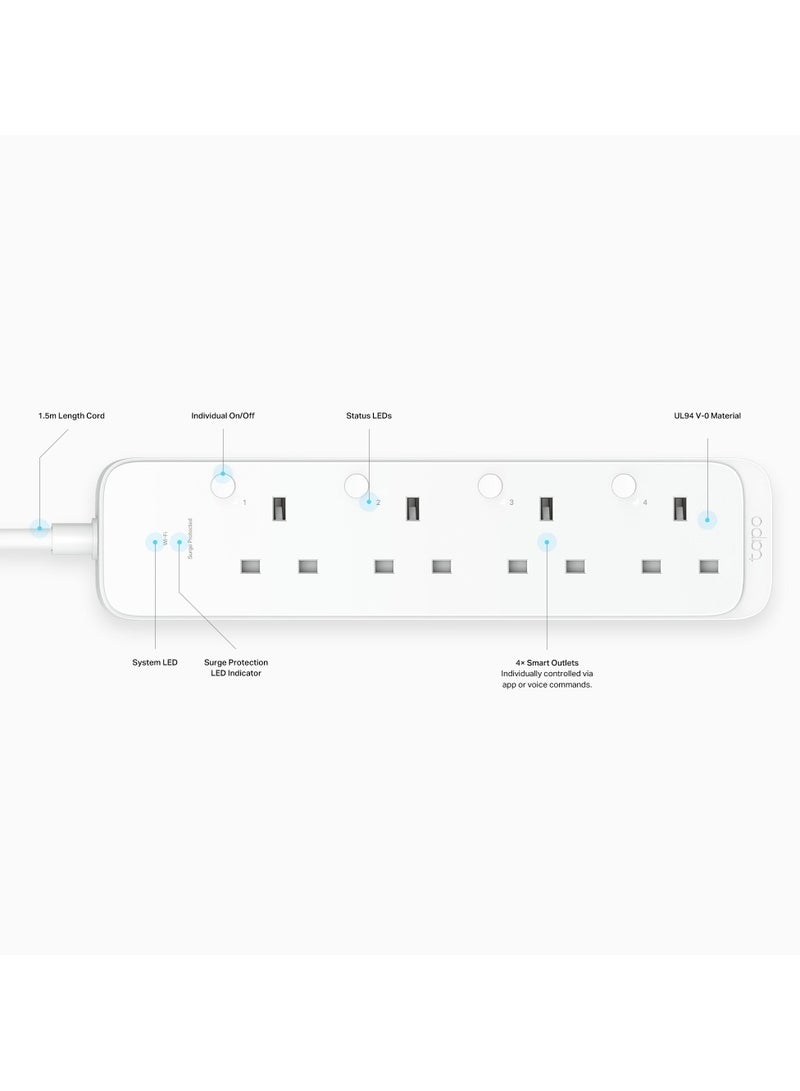 تي بي لينك Tapo P304M Smart Wi-Fi Power Strip|Matter Certified|Energy Monitoring |Surge Protection|Zero-Crossing Detection|Voice Control|Remote Control|Schedule|Auto-Off |Away Mode White Smallcm - Image 3
