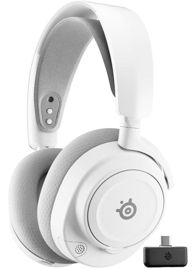 ستيل سيريز سماعة ألعاب لاسلكية Arctis Nova 7P الجيل 2 - تحكم عبر التطبيق في الوقت الحقيقي، أكثر من 50 ساعة من اللعب، محركات مغناطيسية نيوديميوم، مزيج 2.4GHz/Bluetooth، PS5، PS4، PC، Switch 1/2، موبايل - أبيض - Image 1