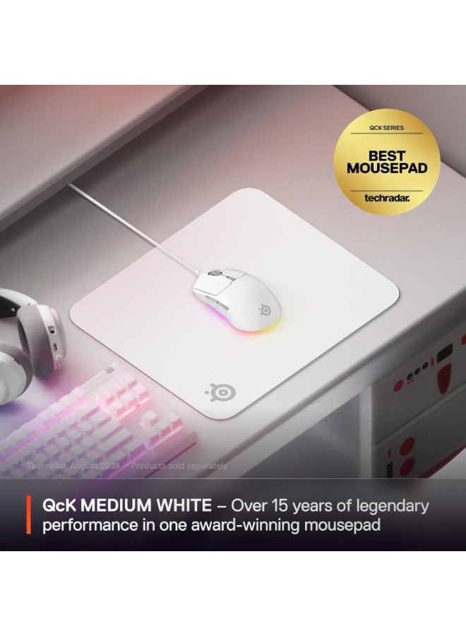 steelseries QcK Cloth Gaming Mouse Pad - Exclusive Micro-Woven Surface - Optimized for Gaming Sensors - Maximum Control - Size M - White - Image 5