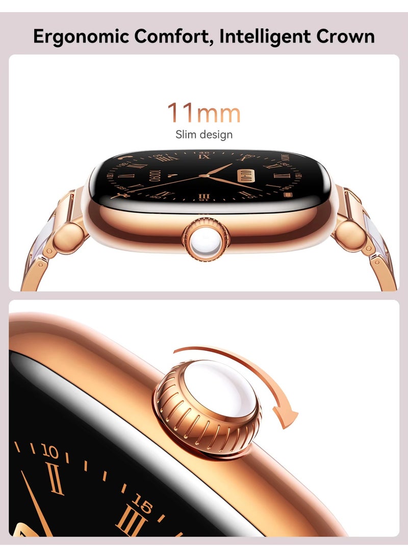 جوي روم ساعة ذكية للسيدات من سلسلة بريميوم 1.7 بوصة شاشة AMOLED، حزام سيراميك ومعدني، مكالمات بلوتوث، أكثر من 100 وضع رياضي وصحي مع تتبع صحة النساء، شحن لاسلكي مغناطيسي، مقاومة للماء والغبار - ساعة ذكية للنساء - تطبيق إدارة Joyroom - معتمد من CE - Image 5