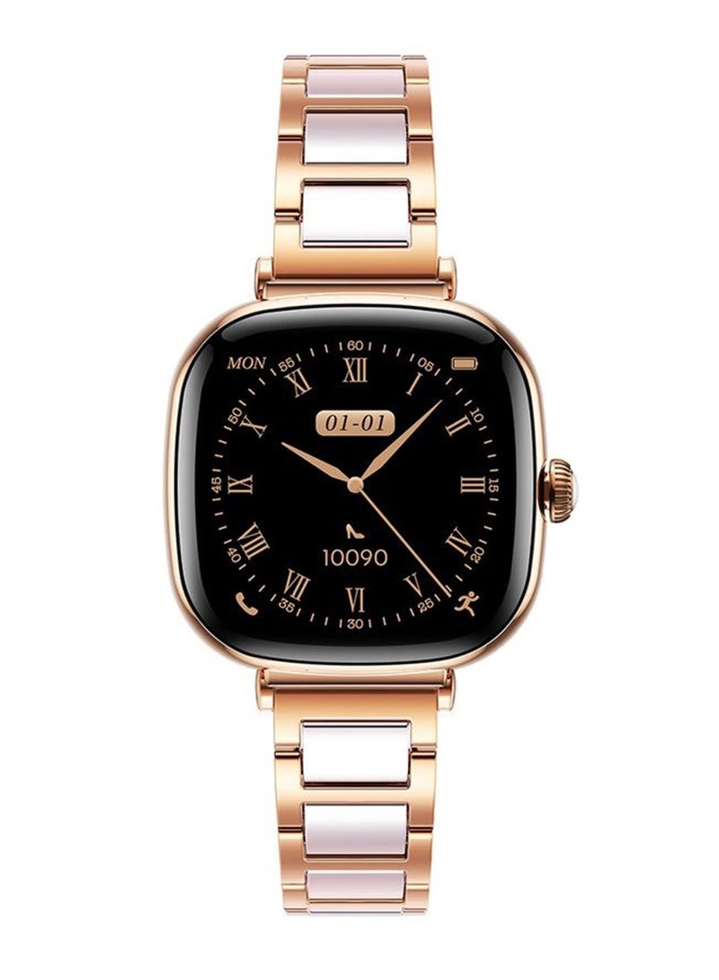 جوي روم ساعة ذكية للسيدات من سلسلة بريميوم 1.7 بوصة شاشة AMOLED، حزام سيراميك ومعدني، مكالمات بلوتوث، أكثر من 100 وضع رياضي وصحي مع تتبع صحة النساء، شحن لاسلكي مغناطيسي، مقاومة للماء والغبار - ساعة ذكية للنساء - تطبيق إدارة Joyroom - معتمد من CE - Image 1