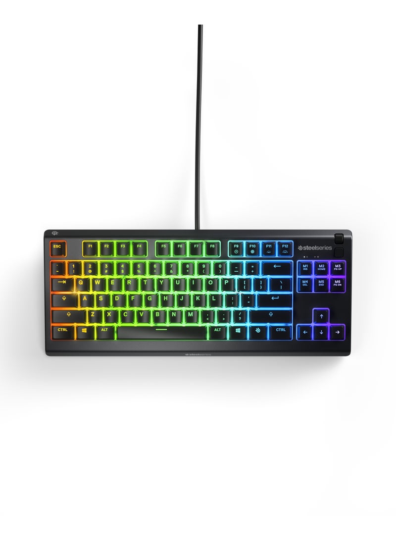 steelseries Apex 3 TKL RGB 10-Zone RGB USB Illumination IP32 Water Resistant Premium Magnetic Wrist Rest Gaming Keyboard AR - Black - Image 1