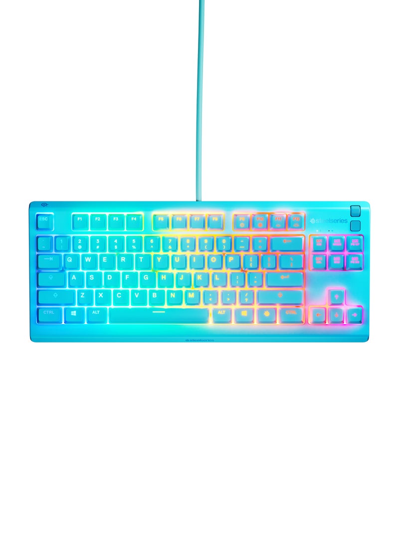 ستيل سيريز لوحة مفاتيح الألعاب Apex 3 TKL RGB مع إضاءة RGB 10 مناطق ومقاومة للماء IP32 وراحة معصم مغناطيسية فاخرة - أكوا - Image 1